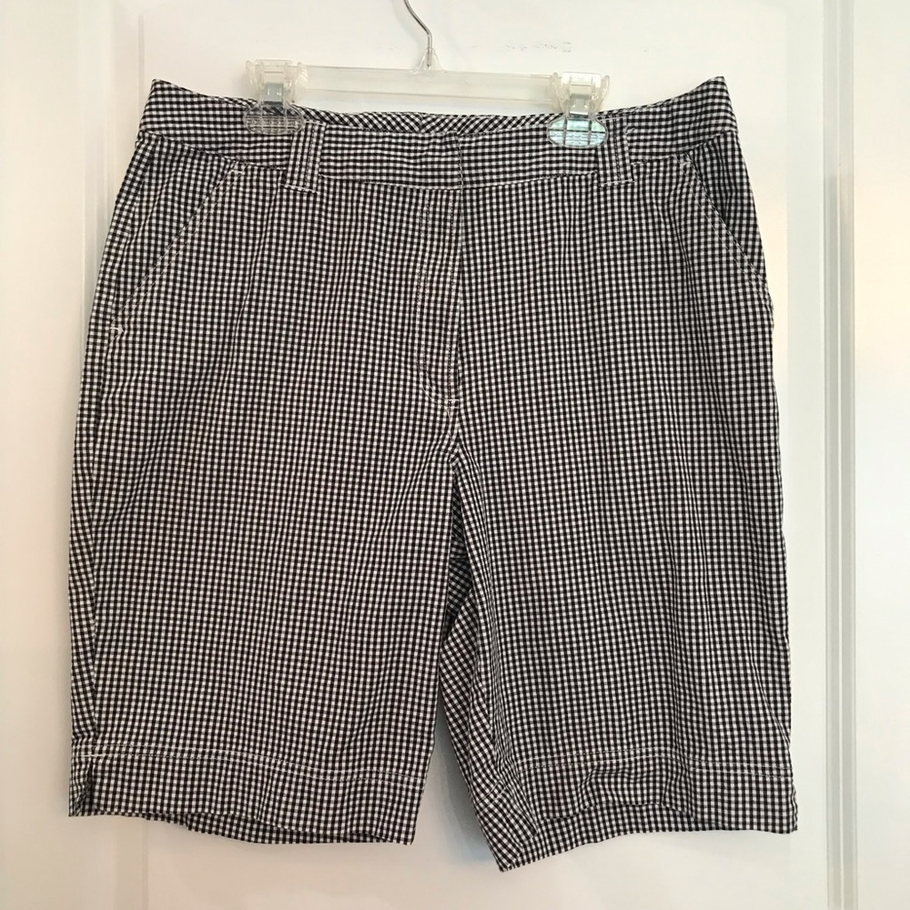 Black and white Bermuda shorts